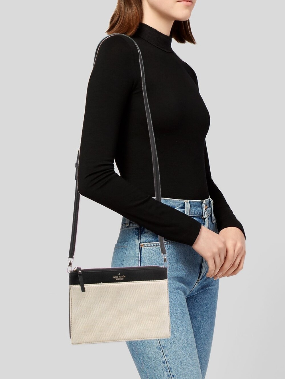NEW Kate Spade New York Clarise Crossbody In Black/Tan Straw